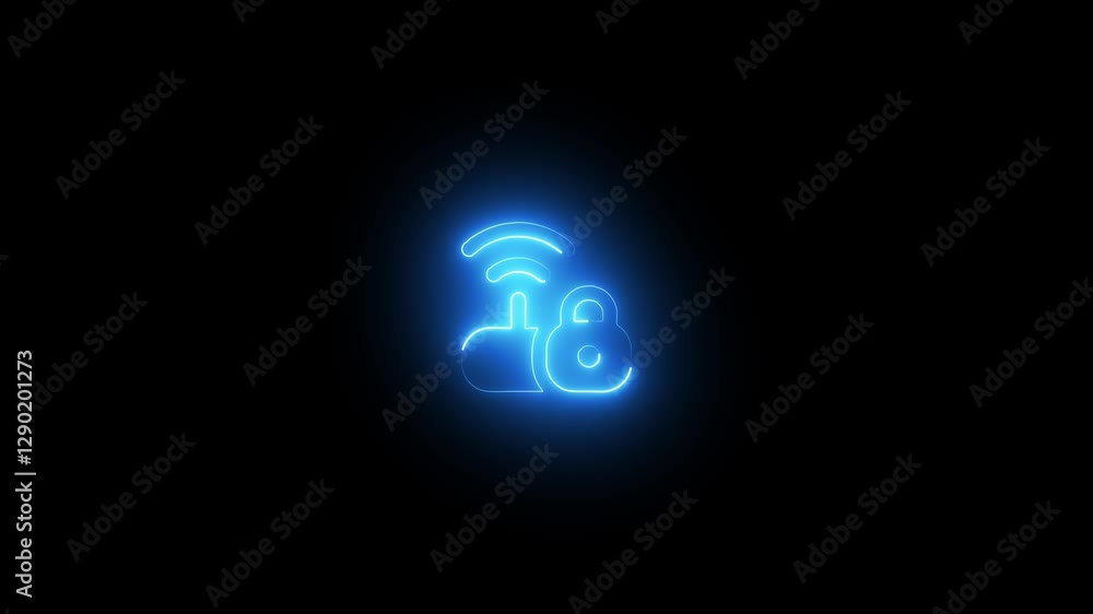 neon WIFI symbol wireless, internet network icon, glow neon wi-fi technology signal, web lines animation neon WIFI symbol wireless, internet network icon, glow neon wi-fi technology signal, web lines animation
