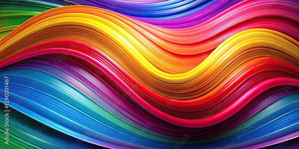 Curved Lines in Rainbow Colors: Abstract Wavy Flow Design for Vibrant and Dynamic Visuals Curved Lines in Rainbow Colors: Abstract Wavy Flow Design for Vibrant and Dynamic Visuals