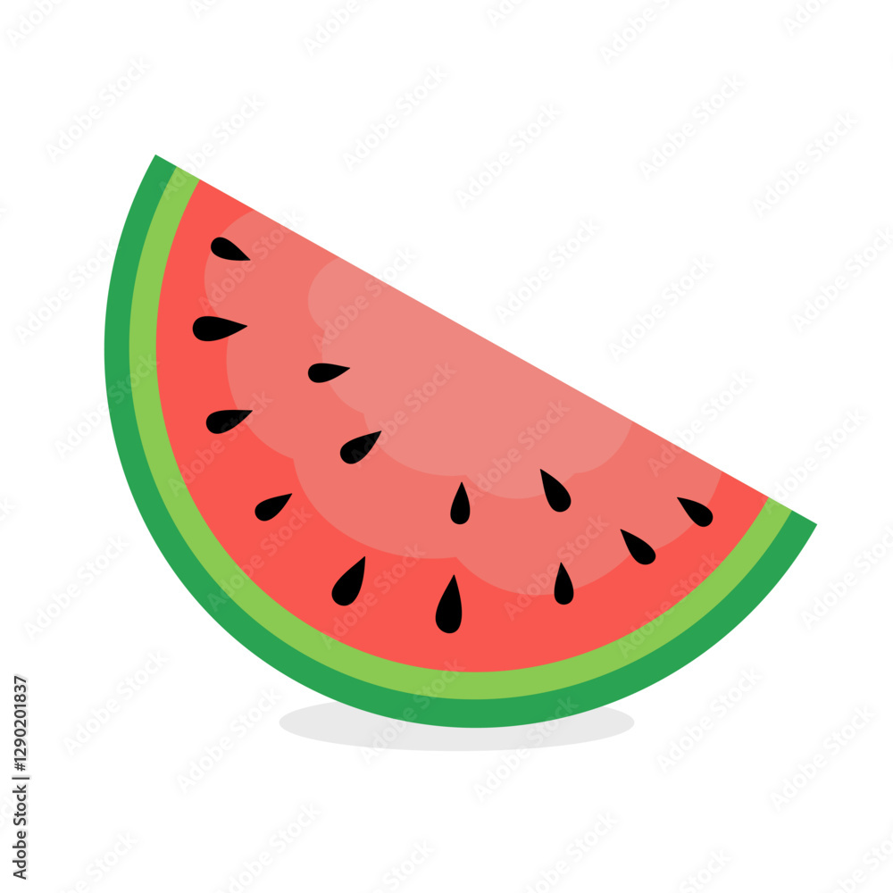 Watermelon slice, flat design, white background, summer Watermelon slice, flat design, white background, summer