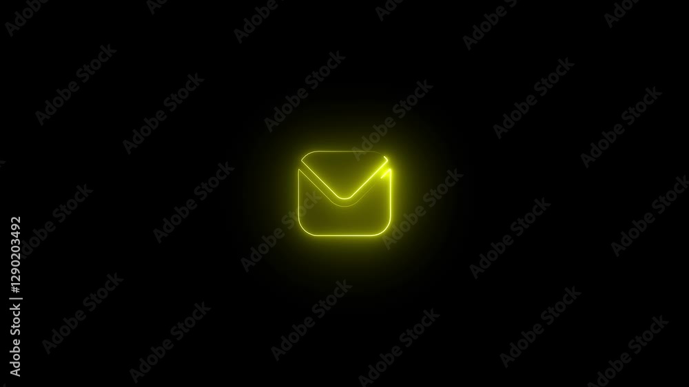 animated email icon on transparent background with neon style animated email icon on transparent background with neon style