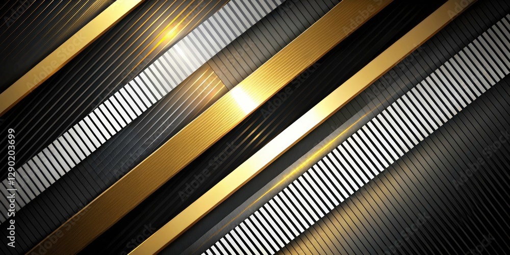 Dynamic Abstract Silhouette Scene with Bold Diagonal Stripes in Black, White, and Gold, Softly Illuminated for Modern Aesthetic Appeal Dynamic Abstract Silhouette Scene with Bold Diagonal Stripes in Black, White, and Gold, Softly Illuminated for Modern Aesthetic Appeal