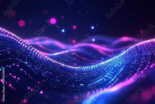 Wallpaper Mural radiant data visualization showing exponential growth curves with neon light trails and floating 3d elements in deep blue and purple space Torontodigital.ca