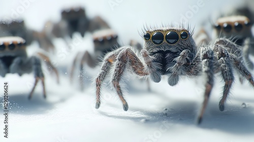 Wallpaper Mural Jumping spiders closeup, group, white background, nature macro Torontodigital.ca