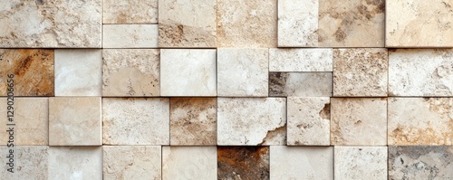 Wallpaper Mural Light-colored tile arrangement on a floor showcasing a natural stone pattern with varying tones and textures Torontodigital.ca