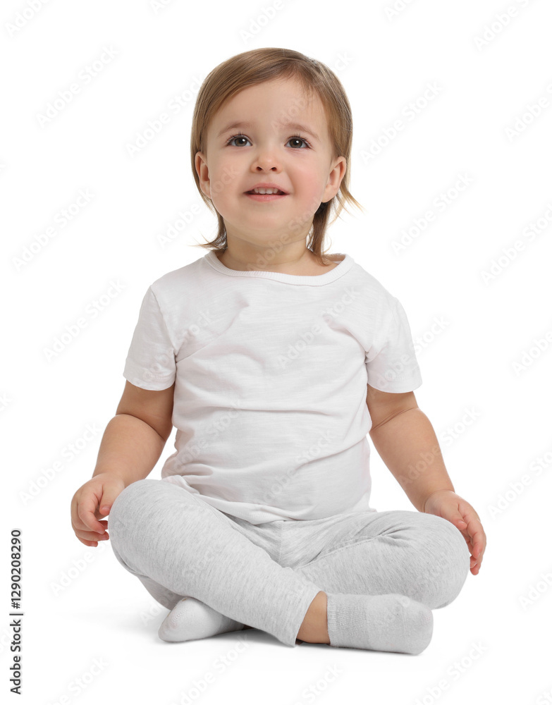 Cute little baby girl on white background Cute little baby girl on white background