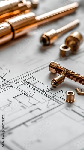 Copper Plumbing Parts on Blueprint