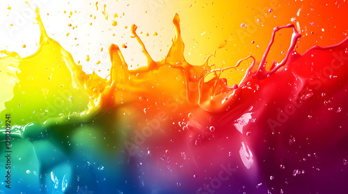 colorful rainbow splash background with dynamic paint splatters and fluid motion 