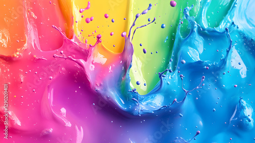 colorful rainbow splash background with dynamic paint splatters and fluid motion 