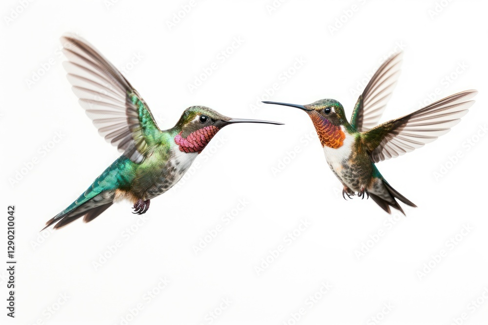 Obraz premium Hummingbird animal flying white background.