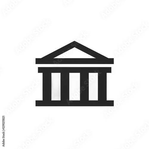 Isolated gray courthouse icon on white or transparent png backdrop, architectural symbol of law, justice, and civic process