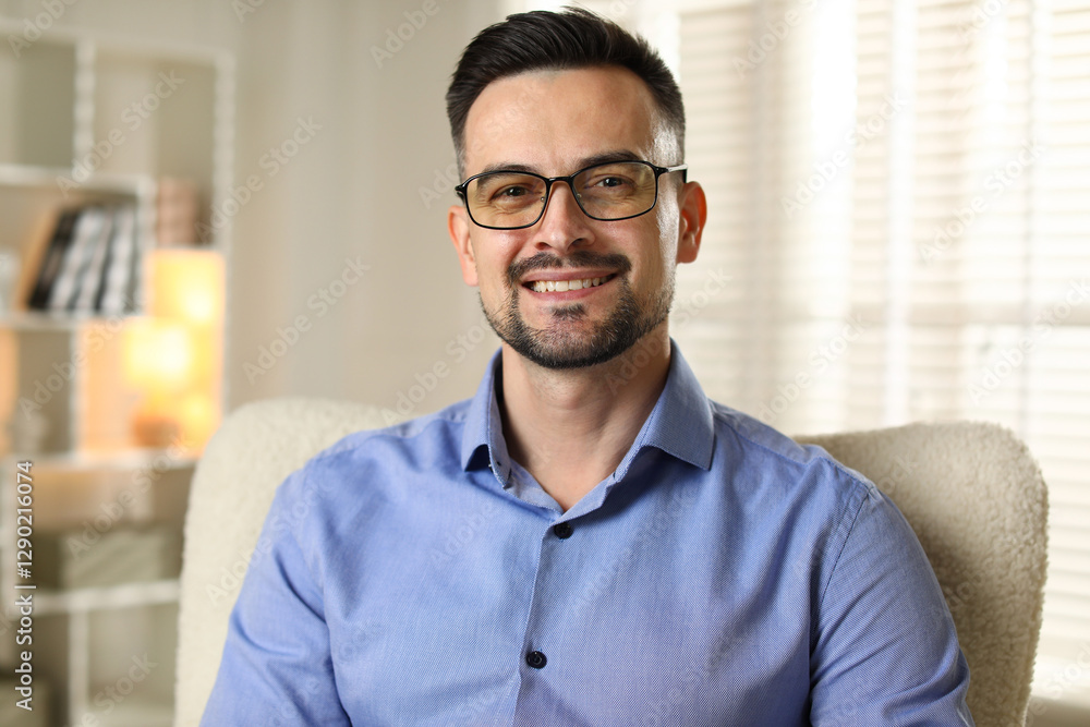 Portrait of handsome middle aged man indoors Portrait of handsome middle aged man indoors