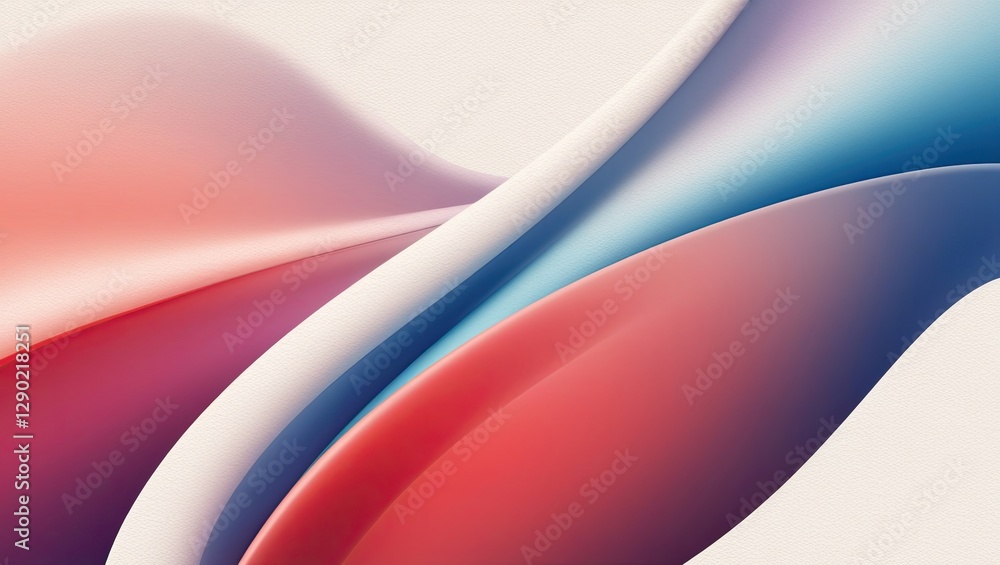 Naklejka premium Abstract 3D Render of Flowing Pastel Colors background with flowing shapes in a palette of pastel colors, including red, blue, and pink