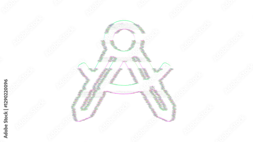 Fototapeta premium Icon drafting compass is distorted. Glitch. Noise, chromatic aberration, geometric distortion
