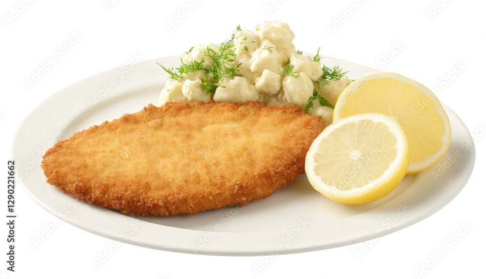 Wiener Schnitzel - A traditional Austrian dish consisting of a breaded and deep-fried veal cutlet, typically served with a lemon Wiener Schnitzel - A traditional Austrian dish consisting of a breaded and deep-fried veal cutlet, typically served with a lemon