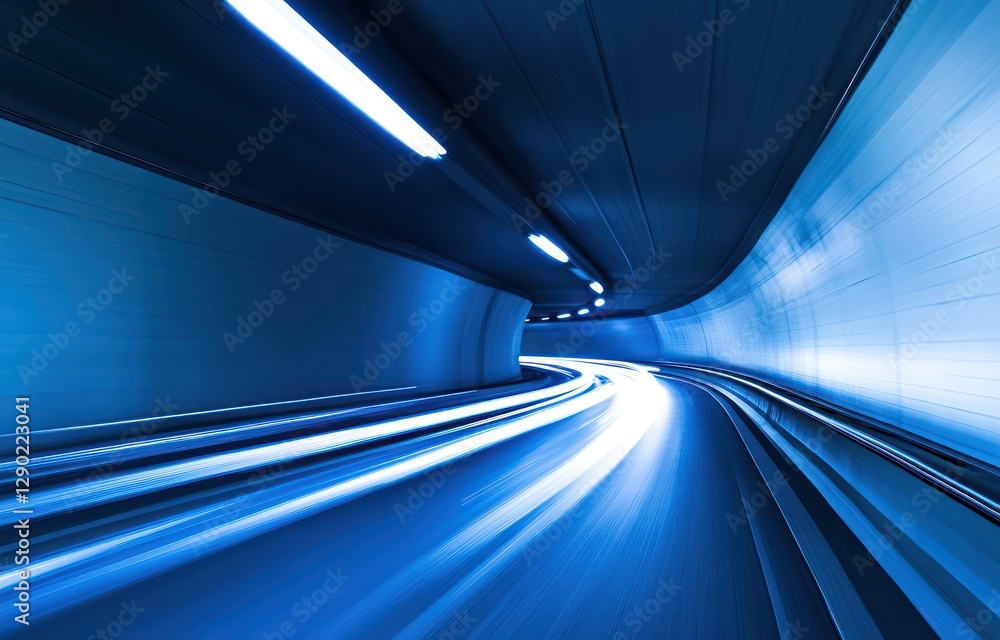Fast car driving through city tunnel, light trails Fast car driving through city tunnel, light trails