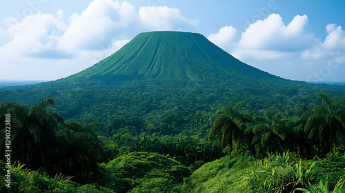 Lush Tropical Volcano in Dense Jungle