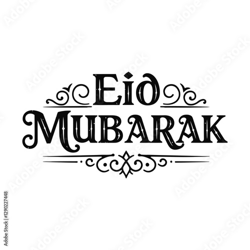 Eid Mubarak Typographic Beautiful design vector art in English with white background