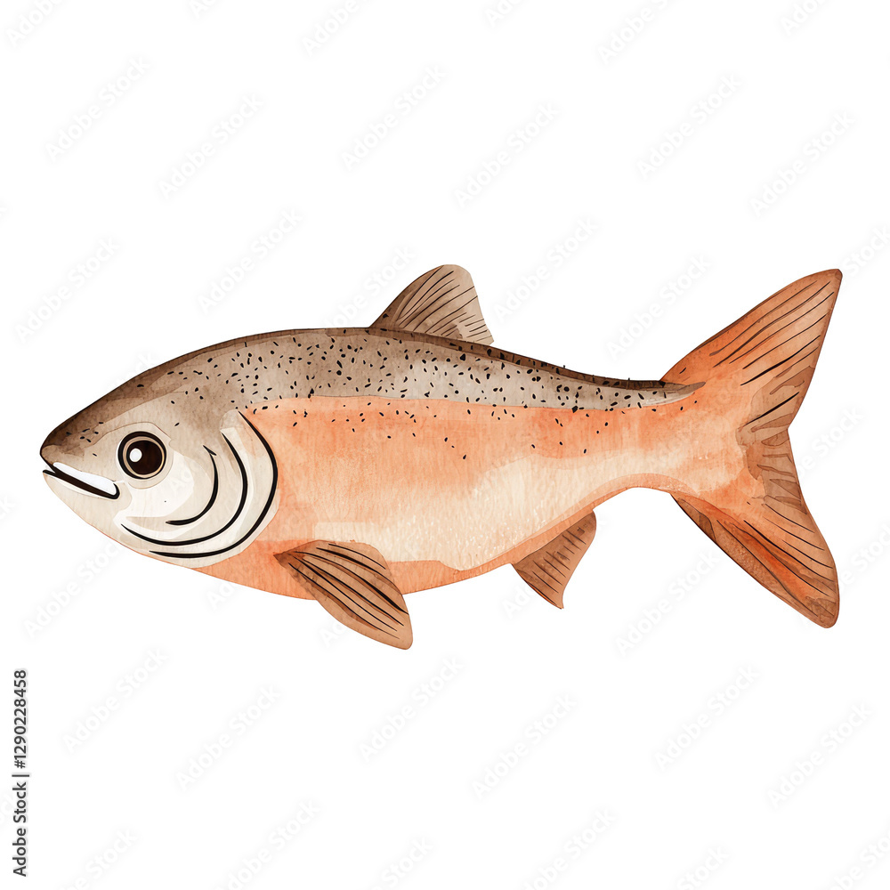 Obraz premium Detailed Illustration of a Sockeye Salmon in a Realistic Style for Nature and Seafood Themes