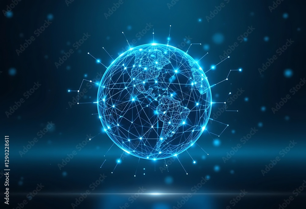 Obraz premium A Futuristic Digital Representation Of Global Data Communication Network