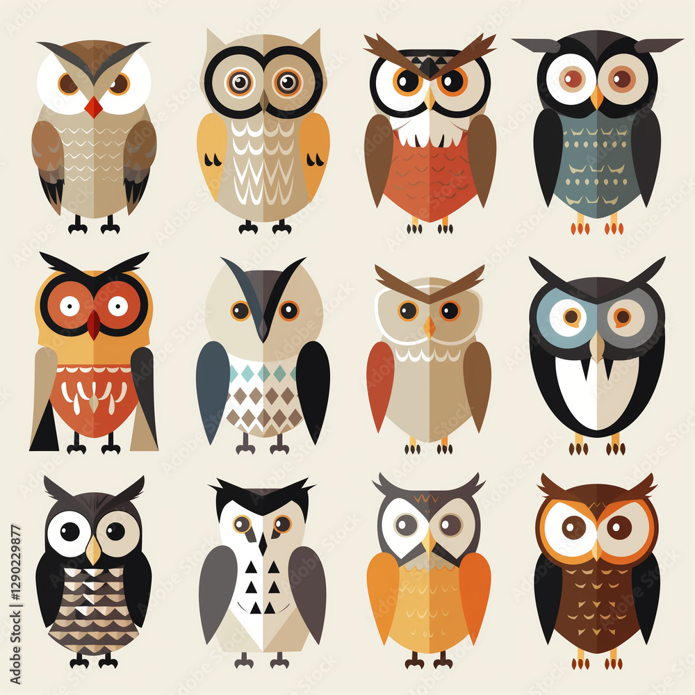 Fototapeta premium owls in various poses