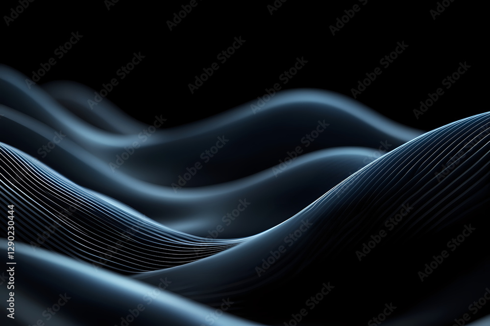 Mesmerizing dark wallpaper showcasing flowing neon blue waves Mesmerizing dark wallpaper showcasing flowing neon blue waves