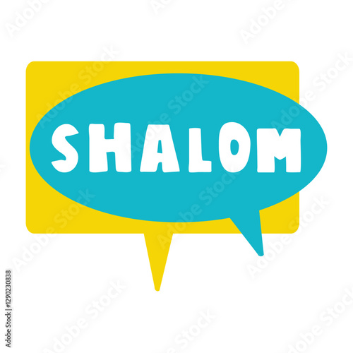 Speech bubbles.. Word - Shalom. Israeli greeting. Hand drawn illustration.