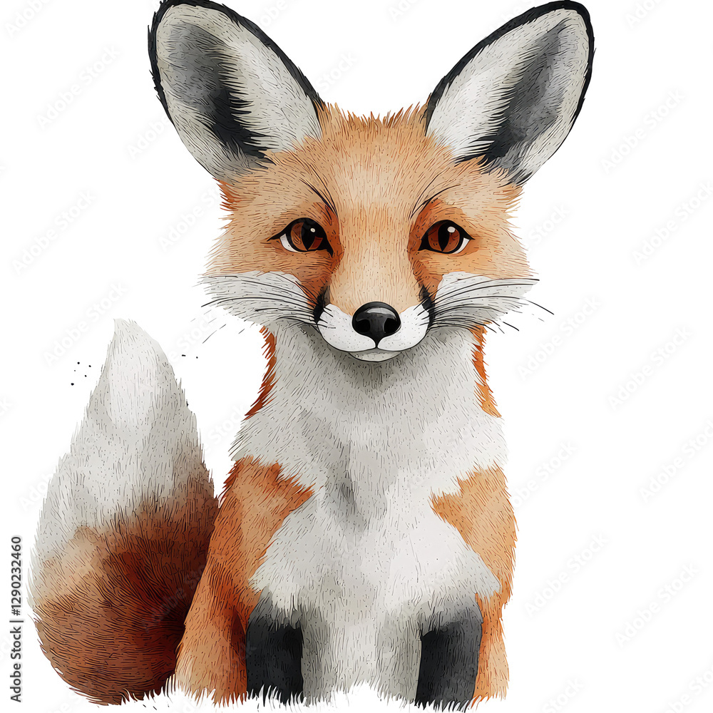 Obraz premium Detailed Illustration of a Fox with Tibetan Sand Patterns and Vibrant Features