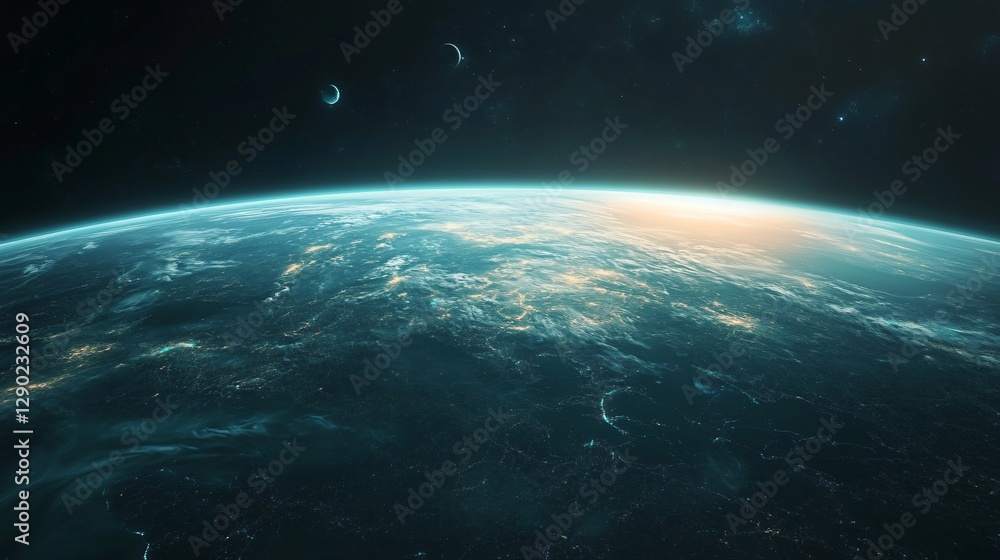 Fototapeta premium Breathtaking View of Earth from Space at Sunrise