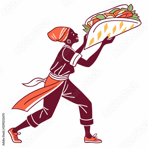 Roti food silhouette vector illustration