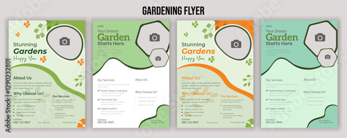 Lawn and gardening service flyer design template. Tree and gardening service poster leaflet design. lawnmower flyer template Agricultural and farming services social media post lawn gardening design
