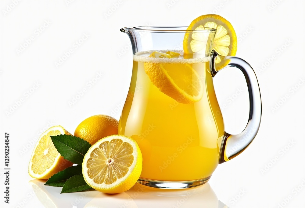 Showcase Your Summer Drink: A Vibrant Lemonade-Filled Glass Pitcher with No Shadows, Set Against a Clean White Background for a Cool, Refreshing Look.
Showcase Your Summer Drink: A Vibrant Lemonade-Filled Glass Pitcher with No Shadows, Set Against a Clean White Background for a Cool, Refreshing Look.