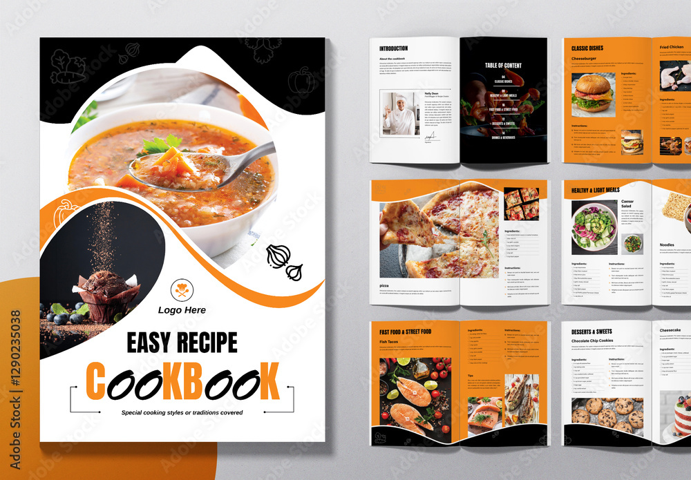 Minimal Cook Book Layout Stock Template | Adobe Stock