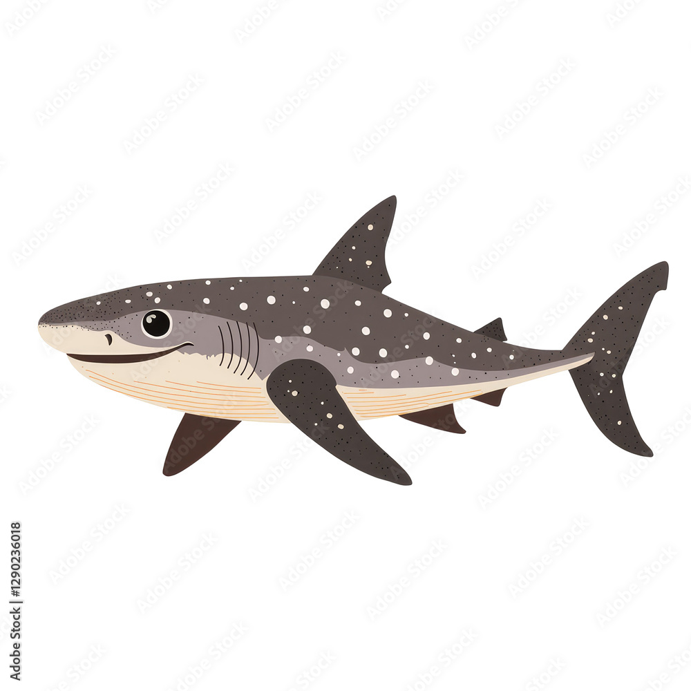 Fototapeta premium Detailed Illustration of a Whale Shark Swimming Gracefully in a Clear Ocean Environment