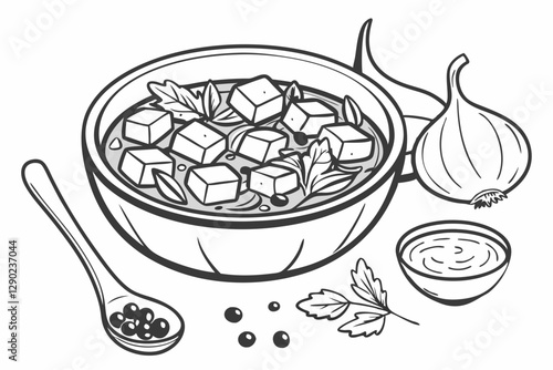 Paneer makhani food silhouette vector illustration