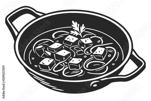 Paneer makhani food silhouette vector illustration