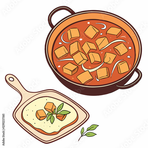 Paneer makhani food silhouette vector illustration