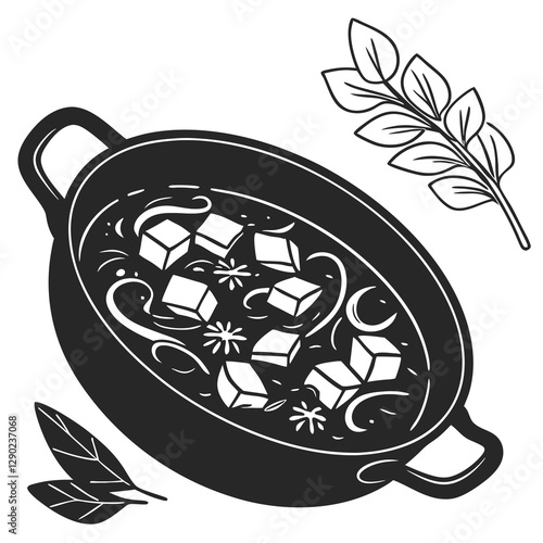 Paneer makhani food silhouette vector illustration