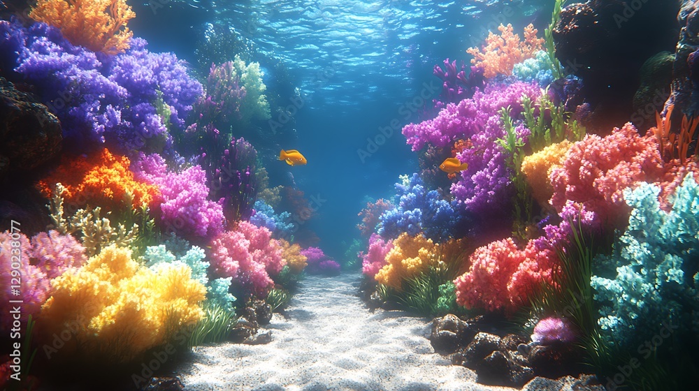 Naklejka premium Vibrant coral reef underwater scene