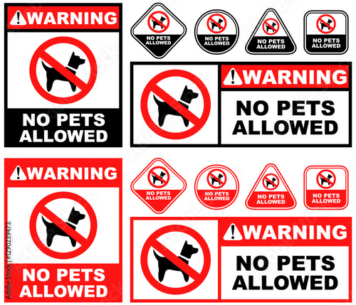 Set Collections no pets allowed warning sign template design vector illustration