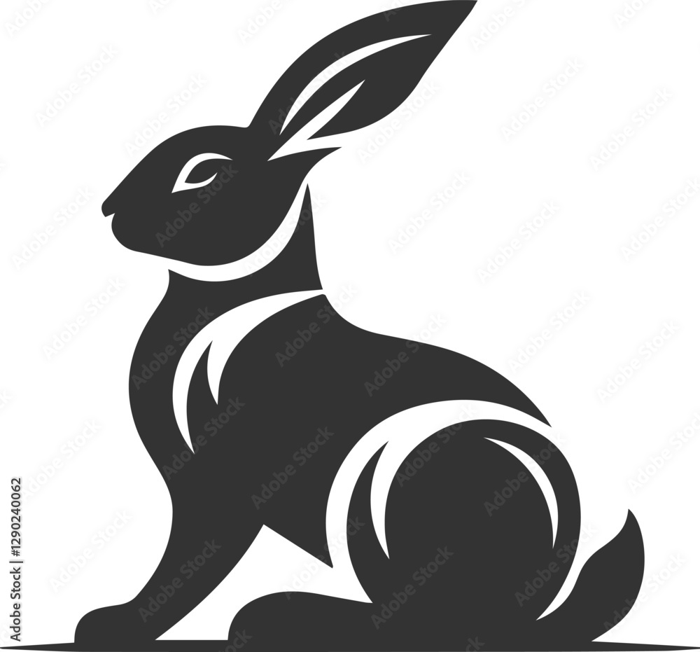 Obraz premium A rabbit stretching its body like a cat animal silhouette