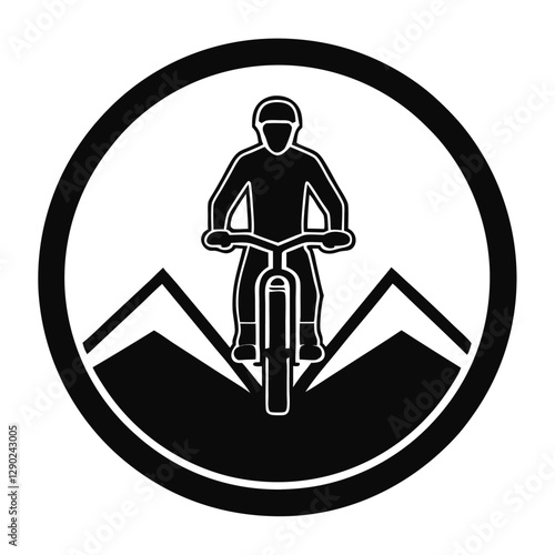 Black Silhouette of Cyclist on Mountain