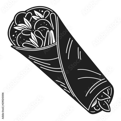 Chicken shawarma food silhouette vector illustration