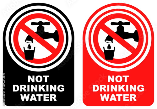 Set vector not drinking water sign symbol labels sticker design illustration