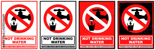 set collections not drinking water prohibited sign symbol design label template vector illustration