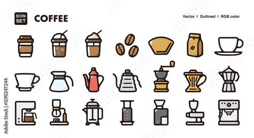 Coffee shop illustration icon set.Simple vector outlines, clipart for graphic design.
