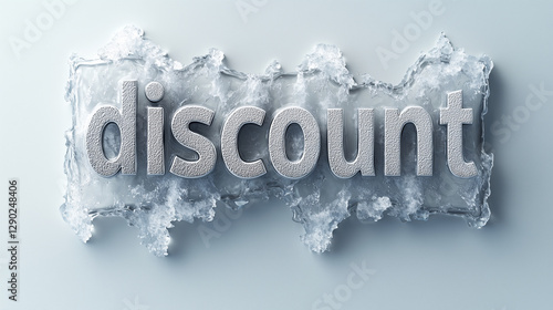 Discount sign with frost overlay emphasizing chilly savings during winter promotions photo