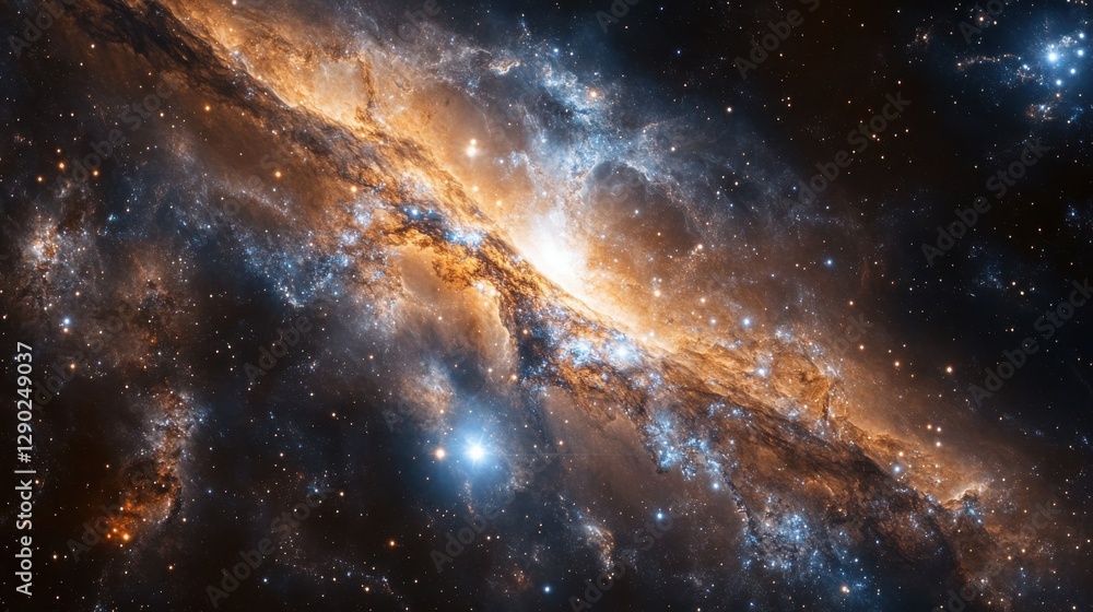 Obraz premium deep space galaxy background, mysterious interstellar void, twinkling celestial expanse, radiant cosmic formations