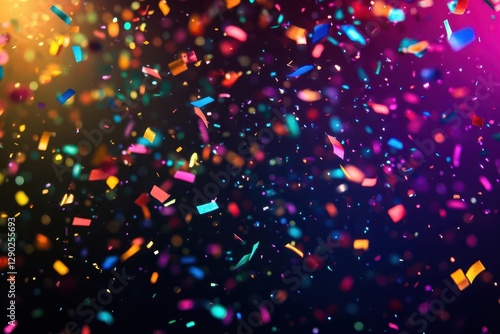 Wallpaper Mural vibrant celebration scene with exploding confetti in rainbow colors against dark background, creating dynamic motion and festive energy Torontodigital.ca