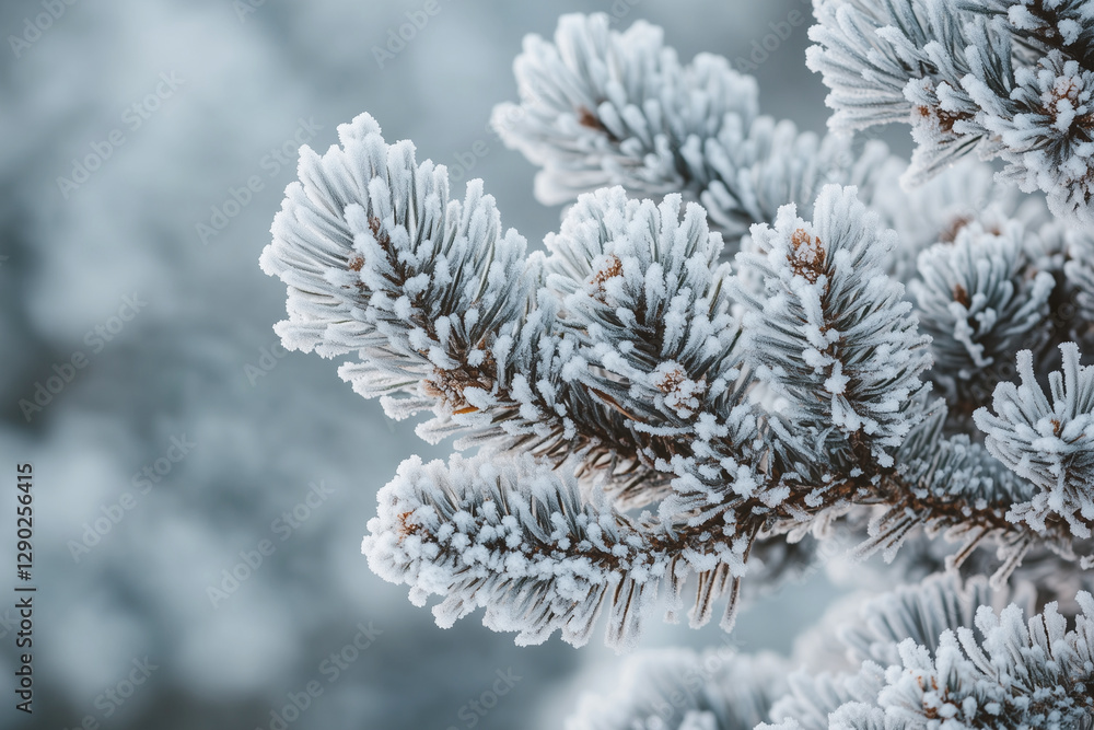 Snow-Covered Pine Branch in a Winter Wonderland Snow-Covered Pine Branch in a Winter Wonderland
