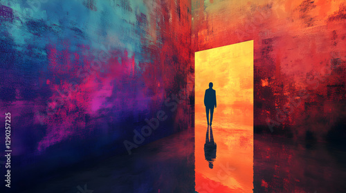 stepping through a mirror into a world where everything is inverted in color 